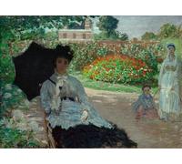 XcBAIHOUD Famous Painting Modern Artwork Classic Canvas Painting Camille in the Garden with Jean and His Maid by Claude Monet Printed Paintings for Room Decor 60x90cm