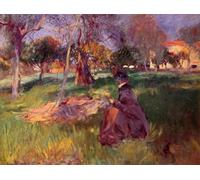 XcBAIHOUD Famous Painting Modern Artwork Classic Canvas Painting in the Orchard by John Singer Sargent Printed Paintings for Room Decor 60x90cm