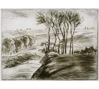 XcBAIHOUD Famous Painting Modern Artwork Classic Canvas Painting Landscape Near Osny by Camille Jacob Pissarro Printed Paintings for Home Decor 60x90cm