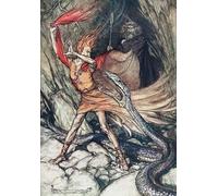 XcBAIHOUD Famous Painting Modern Artwork Classic Canvas Painting Ohe Ohe Terrible Dragon Oh Swallow Me Not for the Rhinegold by Arthur Rackham Printed Paintings for Room Decor 60x90cm