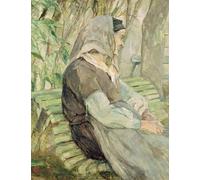 XcBAIHOUD Famous Painting Modern Artwork Classic Canvas Painting Old Woman Seated on a Bench in Celeyran by Henri De Toulouse Lautrec Printed Paintings for Home Decor 60x90cm