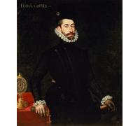 XcBAIHOUD Famous Painting Modern Artwork Classic Canvas Painting Portrait of Hernan Cortes by Sánchez Coello Printed Paintings for Room Decor 60x90cm