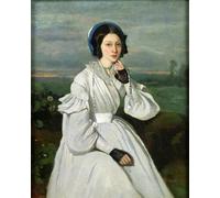 XcBAIHOUD Famous Painting Modern Artwork Classic Canvas Painting Portrait of Louise Claire Sennegon future Madame Charmois by Jean Baptiste Camille Corot Printed Paintings for Room Decor 60x90cm