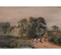 XcBAIHOUD Famous Painting Modern Artwork Classic Canvas Painting Road Scene with Animal by Peter De Wint Printed Paintings for Home Decor 60x90cm