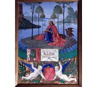 XcBAIHOUD Famous Painting Modern Artwork Classic Canvas Painting Saint on the Island of Patmos Miniature in Les Heures D'etienne Chevalier by Jean Fouquet Printed Paintings for Home Decor 60x90cm