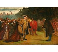 XcBAIHOUD Famous Painting Modern Artwork Classic Canvas Painting Study of a Historical Scene Showing Henry VIII and His Courtiers Philip Hermogenes Calderon Printed Paintings for Home Decor 60x90cm