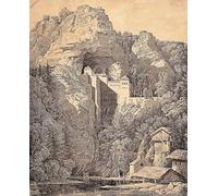 XcBAIHOUD Famous Painting Modern Artwork Classic Canvas Painting the Castle Prediama in Crein Xii Hour by Karl Friedrich Schinkel Printed Paintings for Room Decor 60x90cm