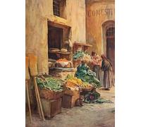XcBAIHOUD Famous Painting Modern Artwork Classic Canvas Painting the Green grocer Shop by Walter Frederick Roofe Tyndale Printed Paintings for Room Decor 60x90cm