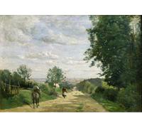 XcBAIHOUD Famous Painting Modern Artwork Classic Canvas Painting The Road to Sevres by Jean Baptiste Camille Corot Printed Paintings for Home Decor 60x90cm