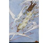XcBAIHOUD Famous Painting Modern Artwork Classic Canvas Painting the Wild Swans Tale by Harry Clarke Printed Paintings for Home Decor 60x90cm