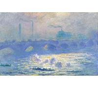 XcBAIHOUD Famous Painting Modern Artwork Classic Canvas Painting Waterloo Bridge by Claude Monet Printed Paintings for Room Decor 60x90cm