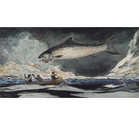 XcBAIHOUD Famous Painting Modern Canvas Prints Animal Pictures a Good Pool Saguenay River by Winslow Homer Vintage Poster for Home Decor 60x90cm