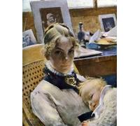 XcBAIHOUD Famous Painting Modern Canvas Prints Animal Pictures A studio idyll: the artists Wife and their Daughter suzanne by Carl Larsson Vintage Poster for Room Decor 60x90cm