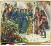 XcBAIHOUD Famous Painting Modern Canvas Prints Animal Pictures Beatrice Meeting Dante At a Marriage Feast Denies Him Her Salutation by Dante Gabriel Charles Vintage Poster for Home Decor 60x90cm