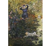 XcBAIHOUD Famous Painting Modern Canvas Prints Animal Pictures Camille and Jean in the Garden At Argenteuil by Claude Monet Vintage Poster for Home Decor 60x90cm