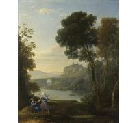 XcBAIHOUD Famous Painting Modern Canvas Prints Animal Pictures Landscape with Hagar and the Angel by Claude Lorrain Vintage Poster for Home Decor 60x90cm