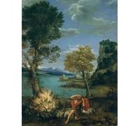 XcBAIHOUD Famous Painting Modern Canvas Prints Animal Pictures Landscape with Moses and the Burning Bush by Domenichino Vintage Poster for Home Decor 60x90cm