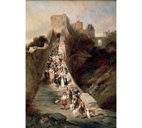XcBAIHOUD Famous Painting Modern Canvas Prints Animal Pictures Leaving the Castle by Eugene Isabey Vintage Poster for Home Decor 60x90cm