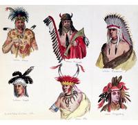 XcBAIHOUD Famous Painting Modern Canvas Prints Animal Pictures Portraits of Six Indians From the Sioux Renard Pawnee Creek Otto by Baron Dudevant Jean Francois Maurice Sand for Home Decor 60x90cm