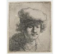 XcBAIHOUD Famous Painting Modern Canvas Prints Animal Pictures Self-portrait with pulled forward by Rembrandt van Rijn Vintage Poster for Room Decor 60x90cm