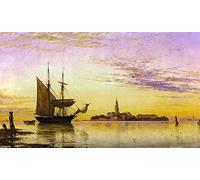 XcBAIHOUD Famous Painting Modern Canvas Prints Animal Pictures the Armenian Convent Venice by Edward William Cooke Vintage Poster for Room Decor 60x90cm