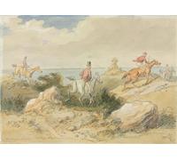 XcBAIHOUD Famous Painting Modern Canvas Prints Animal Pictures the Pleasures of Hunting by Hablot Knight Browne Vintage Poster for Home Decor 60x90cm