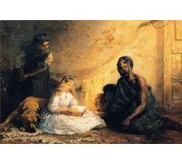 XcBAIHOUD Famous Painting Modern Canvas Prints Animal Pictures Uncle Tom and Little Eva by Edwin Longsden Long Vintage Poster for Room Decor 60x90cm