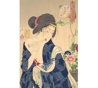 XcBAIHOUD Famous Painting Modern Canvas Prints Animal Pictures Waking Up a Girl of the Koka Era by Tsukioka Yoshitoshi Vintage Poster for Home Decor 60x90cm