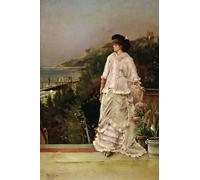 XcBAIHOUD Famous Painting Modern Canvas Prints Animal Pictures Woman on a Terrace by Alfred Emile Stevens Vintage Poster for Room Decor 60x90cm