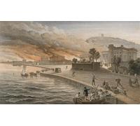XcBAIHOUD Famous Painting Pictures Printed Wall Art Graffiti Burning of the Government Buildings At Kertch June by William Crimea Simpson Posters and Prints for Room Decor 60x90cm
