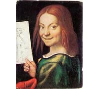 XcBAIHOUD Famous Painting Pictures Printed Wall Art Graffiti Read-headed Youth Holding a Drawing by Francesco Caroto Posters and Prints for Room Decor 60x90cm