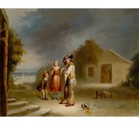 XcBAIHOUD Famous Painting Pictures Printed Wall Art Graffiti the Drunkard's Plight by Robert Duncanson Posters and Prints for Home Decor 60x90cm