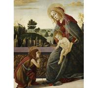XcBAIHOUD Famous Painting Pictures Printed Wall Art Graffiti The lady and child with the young the baptist in a landscape by Sandro Botticelli Posters and Prints for Room Decor 60x90cm