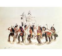 XcBAIHOUD Famous Painting Pictures Printed Wall Art Graffiti the Snow Shoe Dance to Thank the Great Spirit for the First Appearance of Snow by George Catlin Posters and Prints for Room Decor 60x90cm