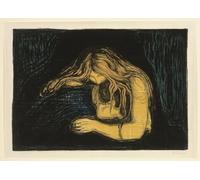 XcBAIHOUD Famous Painting Pictures Printed Wall Art Graffiti Vampire Ii by Edvard Munch Posters and Prints for Room Decor 60x90cm