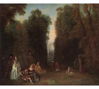 XcBAIHOUD Famous Painting Pictures Printed Wall Art Graffiti View Through the Trees by Jean-antoine Watteau Posters and Prints for Home Decor 60x90cm