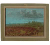 XcBAIHOUD Famous Painting Pictures Printed Wall Art Graffiti War Dance of the Saukies by George Catlin Posters and Prints for Room Decor 60x90cm
