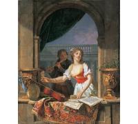 XcBAIHOUD Famous Pictures Printed Wall Art Graffiti a Young Lady Reaching for a Guitar At a Stone Casement by Famous Artist Posters and Prints for Home Decor 60x90cm