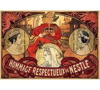 XcBAIHOUD Famous Pictures Printed Wall Art Graffiti in the Latin Quarter by Alphonse Mucha Posters and Prints for Room Decor 60x90cm
