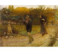 XcBAIHOUD Famous Pictures Printed Wall Art Graffiti Study of Strolling Players by George John Pinwell Posters and Prints for Home Decor 60x90cm