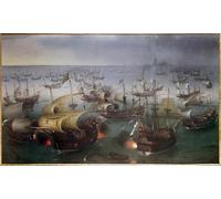 XcBAIHOUD Famous Pictures Printed Wall Art Graffiti the Invincible Armada Against the English Fleet by Hendrick Cornelisz Vroom Posters and Prints for Home Decor 60x90cm