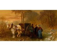 XcBAIHOUD Famous Pictures Printed Wall Art Graffiti Travellers by a Horse and Cart in a Wooded Landscape by Charles Rochussen Posters and Prints for Room Decor 60x90cm