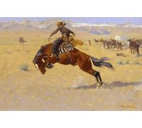XcBAIHOUD Vintage Art Print Poster Canvas Prints a Cold Morning on the Range by Frederic Remington Picture Mural for Office Decor 60x90cm