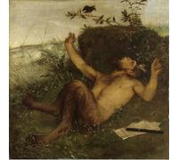 XcBAIHOUD Vintage Art Print Poster Canvas Prints Faun Plucking A Blackbird by Arnold Böcklin Picture Mural for Office Decor 60x90cm