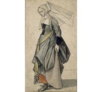 XcBAIHOUD Vintage Art Print Poster Canvas Prints Figure of a Young Englishwoman in Contemporary Dress by Hans Holbein the Younger Picture Mural for Office Decor 60x90cm