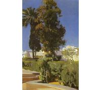 XcBAIHOUD Vintage Art Print Poster Canvas Prints Gardens of the Alcazar Sevillan by Joaquín Sorolla Picture Mural for Office Decor 60x90cm