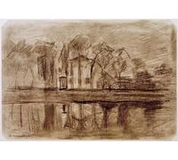 XcBAIHOUD Vintage Art Print Poster Canvas Prints House with Trees by the Water by Piet Mondrian Picture Mural for Office Decor 60x90cm