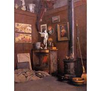 XcBAIHOUD Vintage Art Print Poster Canvas Prints Interior of a Studio with Stove by Gustave Caillebotte Picture Mural for Office Decor 60x90cm