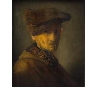 XcBAIHOUD Vintage Art Print Poster Canvas Prints Man with a hat. portrait of rembrandt's father by Rembrandts skole Picture Mural for Office Decor 60x90cm