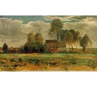XcBAIHOUD Vintage Art Print Poster Canvas Prints Peat Huts in the Dachau Moss by Marc Picture Mural for Office Decor 60x90cm